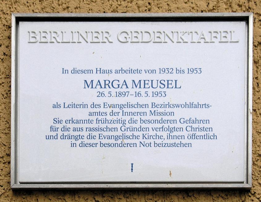 Gedenktafel für Marga Meusel am Teltower Damm Berlin