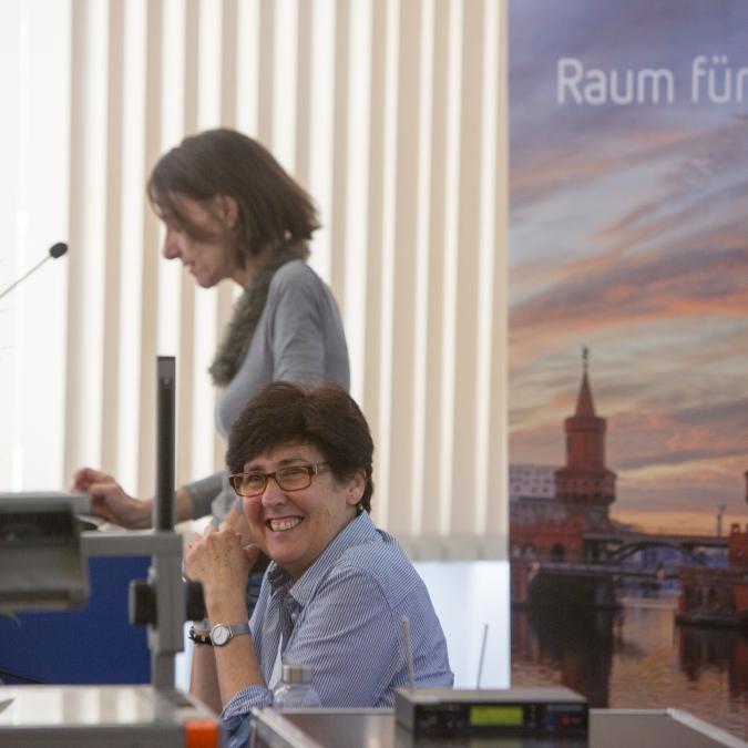 Prof. Dr. Petra Gehring, Sabine Balke auf der Feministischen Sommeruni 2018.