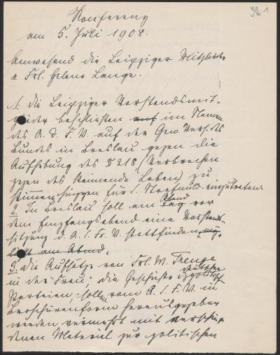 Protokoll Generalversammlung des Bundes Deutscher Frauenvereine in Breslau Juli 1908, AddF NL-K-08 ; 18-5/12