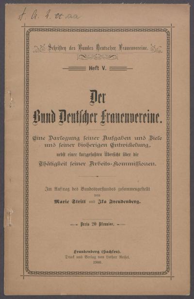 Schriften des Bundes Deutscher Frauenvereine, Heft 5