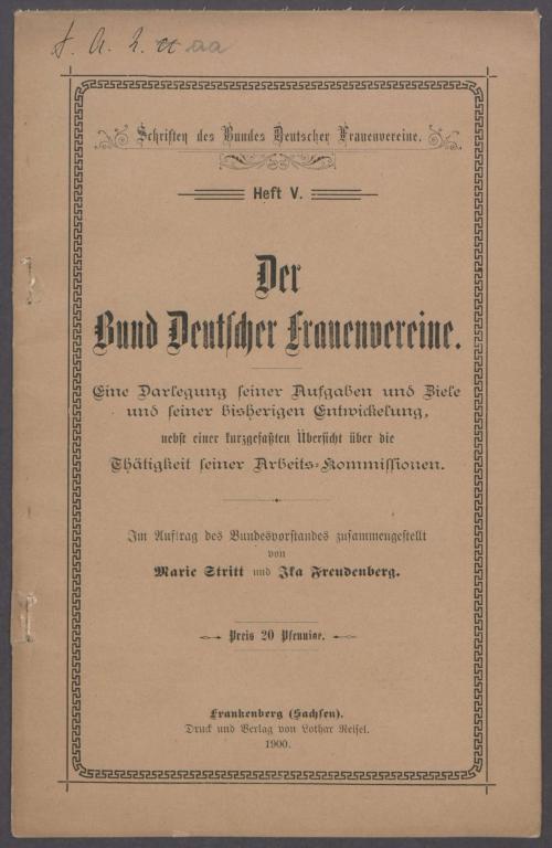 Schriften des Bundes Deutscher Frauenvereine, Heft 5