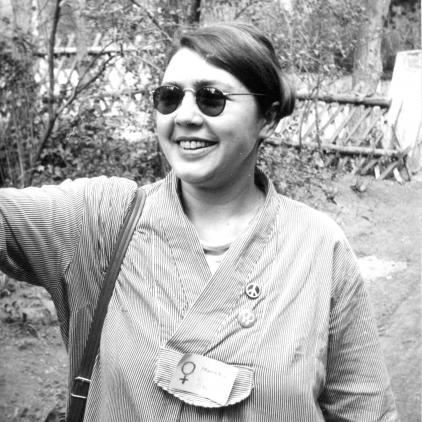 Marinka Körzendörfer beim Frauen/Lesbentreffen in Jena, 1989
