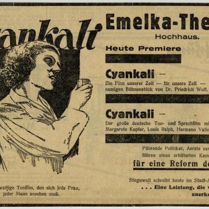 Filmankündigung Cyankali, Berlin 1930